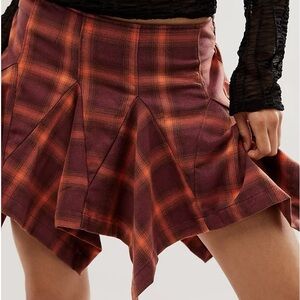 FREE PEOPLE XIA PLAID SKIRT IN RED